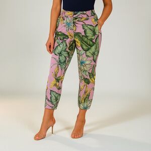 J. Crew Floral Printed Skimmer Pants in Lilac Smoky Fern - Cropped - Sz 0